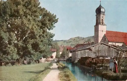 AK / Ansichtskarte  Oberammergau Am Muehlbach Kirche Oberammergau