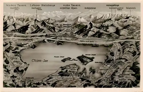 AK / Ansichtskarte  Chiemsee Panoramakarte Chiemsee