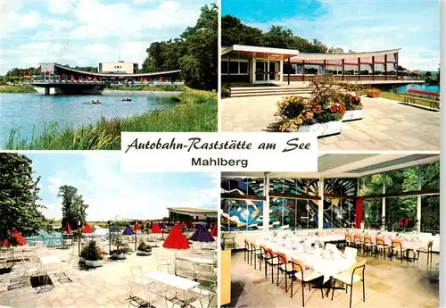 AK / Ansichtskarte 73877340 Mahlberg_Baden Autobahn Raststaette am See Gastraum Seeterrasse Mahlberg_Baden