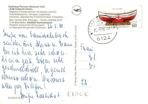 AK / Ansichtskarte  Gammelsbach Gasthaus Pension Zum kuehlen Krug Gastraum Panorama Gammelsbach