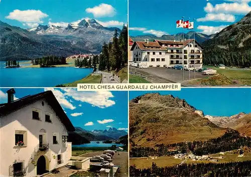 AK / Ansichtskarte  Champfer_Graubuenden Hotel Chesa Guardalej Seepanorama Teilansicht Champfer Graubuenden