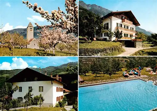 AK / Ansichtskarte  Naturns_Naturno_Suedtirol_IT Garni Oberreindlhof mit St Prokulus Schwimmbad 