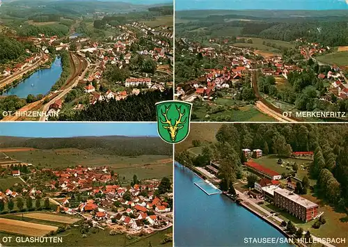 AK / Ansichtskarte 73877477 Hirzenhain_Wetteraukreis mit Merkenfritz Glashuetten und Stausee Sanatorium Hillersbach Hirzenhain Wetteraukreis