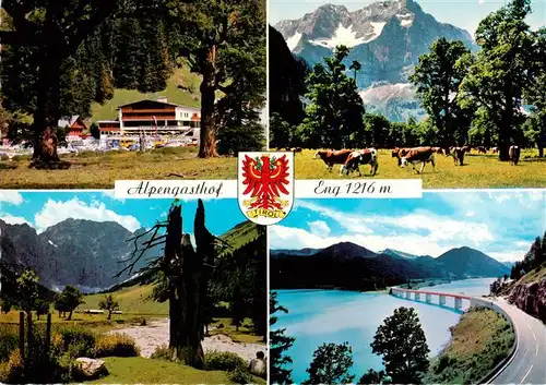 AK / Ansichtskarte 73877530 Hinterriss_Tirol_AT Alpengasthof Eng Kuhherde Panorama Bruecke 
