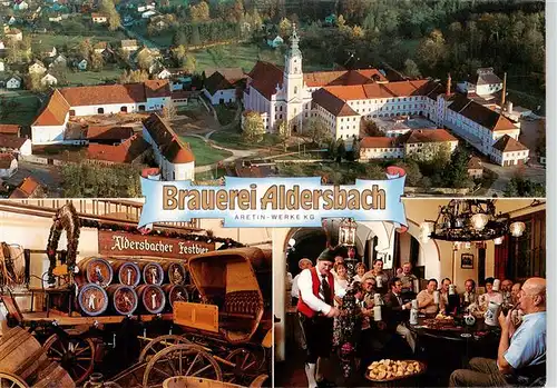 AK / Ansichtskarte  Aldersbach Klosteranlage mit Asamkirche und Brauerei Aldersbach Fliegeraufnahme Brauereimuseum Braeustueberl Aldersbach