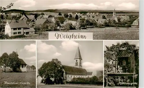 AK / Ansichtskarte  Weigheim_Villingen-Schwenningen Panorama Wendelinuskapelle Kirche Lourdesgrotte 