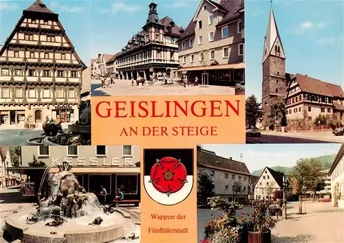 AK / Ansichtskarte  Geislingen__Steige Alter Zoll Glockenspiel Stadtkirche Forellenbrunnen Fussgaengerzone 