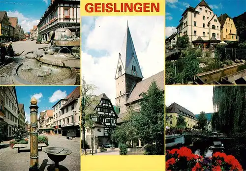 AK / Ansichtskarte 73877794 Geislingen__Steige Alter Zoll Glockenspiel Stadtkirche Forellenbrunnen Fussgaengerzone 