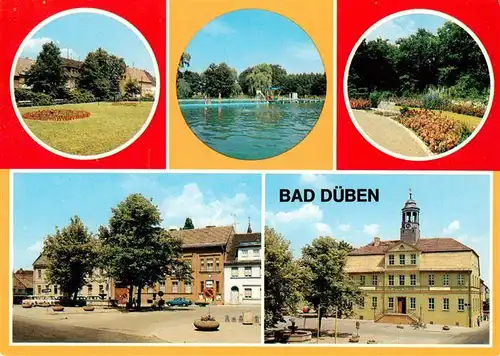 AK / Ansichtskarte 73877841 Bad_Dueben Platz der Jugend Waldbad Hammermuehle Kurpark Markt Rathaus Bad_Dueben