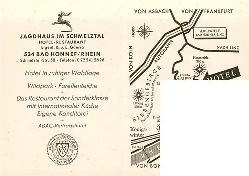 AK / Ansichtskarte 73877876 Bad_Honnef Jagdhaus im Schmelztal Hotel Restaurant Bad_Honnef
