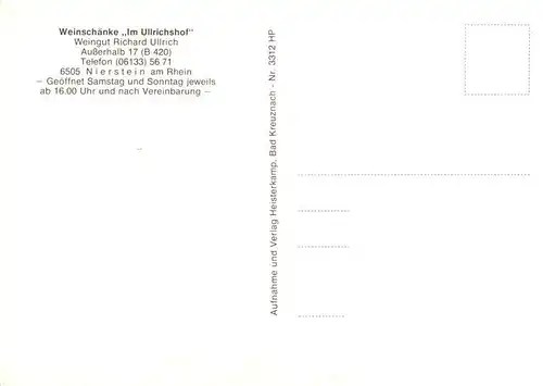AK / Ansichtskarte 73877892 Nierstein_Rhein Weingut und Weinschaenke Im Ullrichshof Gastraeume Weinkeller Nierstein_Rhein