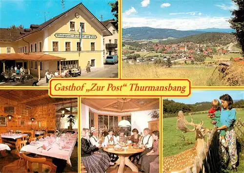 AK / Ansichtskarte 73877910 Thurmansbang Gasthof Zur Post Gastraeume Damhirsch Panorama Thurmansbang