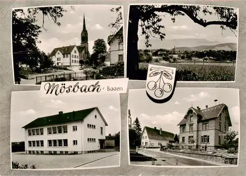 AK / Ansichtskarte 73877918 Moesbach Ortsansichten Kirche Panorama Schwarzwald Moesbach