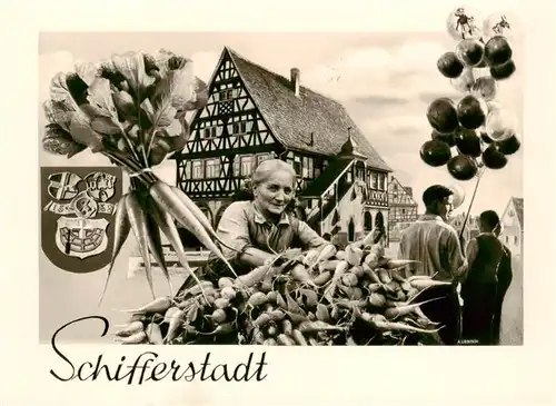 AK / Ansichtskarte 73877954 Schifferstadt Gemuesemetropole der Pfalz Fachwerkhaus Markt Wappen Schifferstadt