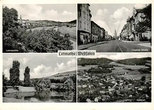 AK / Ansichtskarte  Letmathe_Oestrich Panorama Blick ueber die Lenne Hagener Strasse Volksgarten Oestrich Luftbild Letmathe_Oestrich