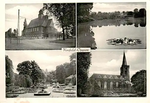 AK / Ansichtskarte 73877972 Oppum_Krefeld Teilansichten Parkanlagen Kirche See Oppum Krefeld