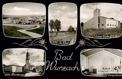 AK / Ansichtskarte 73878042 Bad_Wurzach Panorama Im Ried Ev Kirche Kath Pfarrkirche Ev Kirche Inneres Bad_Wurzach