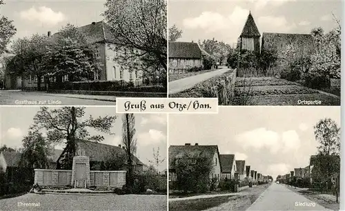 AK / Ansichtskarte  Otze_Burgdorf_Hannover Gasthaus zur Linde Ortspartie Ehrenmal Siedlung 