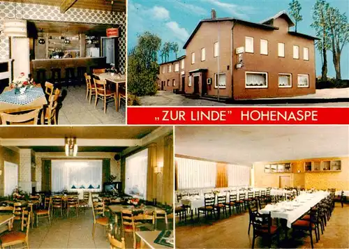 AK / Ansichtskarte  Hohenaspe Gaststaette Zur Linde Gastraeume Festsaal Hohenaspe