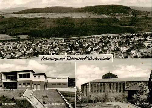 AK / Ansichtskarte  Dorndorf_Westerwald Fliegeraufnahme Jugendheim Kindergarten Kath Kirche Dorndorf_Westerwald