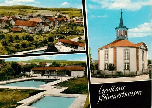 AK / Ansichtskarte 73878155 Heimarshausen Teilansicht Freibad Kirche Heimarshausen