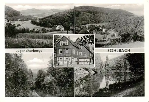 AK / Ansichtskarte 73878187 Sohlbach_Netphen Landschaftspanorama Jugendherberge Waldpartie Weiher Sohlbach Netphen