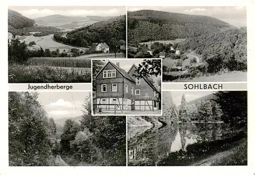 AK / Ansichtskarte  Sohlbach_Netphen Landschaftspanorama Jugendherberge Waldpartie Weiher Sohlbach Netphen