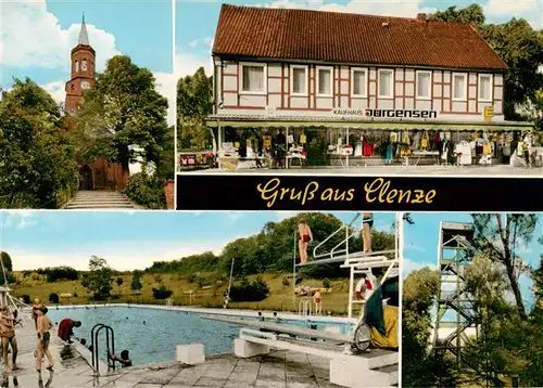 AK / Ansichtskarte 73878228 Clenze Kirche Kaufhaus Freibad Aussichtsturm Clenze