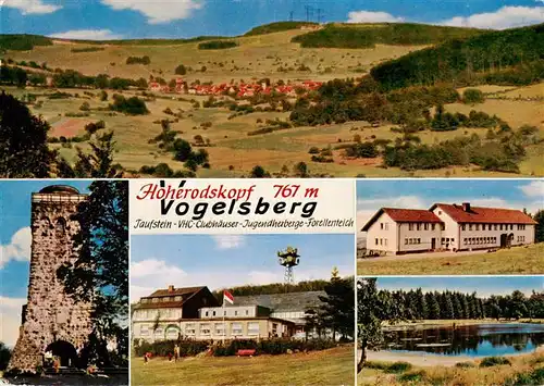 AK / Ansichtskarte 73878269 Hoherodskopf_Schotten Vogelsberg Taufstein VHC Clubhaeuser Jugendherberge Forellenteich 