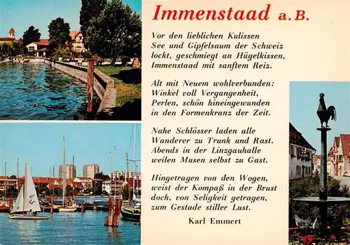 AK / Ansichtskarte  Immenstaad_Bodensee Teilansichten Yachthafen Brunnen Immenstaad_Bodensee