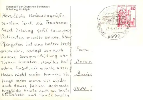 AK / Ansichtskarte 73878504 Scheidegg_Allgaeu Feriendorf der Deutschen Bundespost Scheidegg Allgaeu