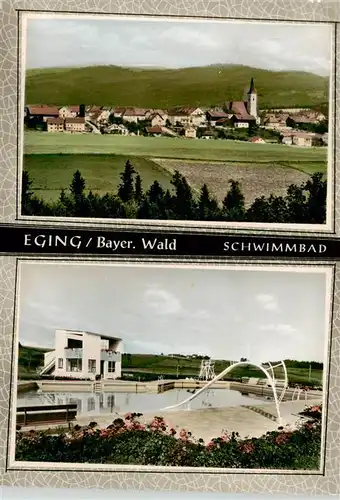 AK / Ansichtskarte  Eging__See_Bayerischer_Wald Panorama Ortsansicht mit Kirche Freibad 