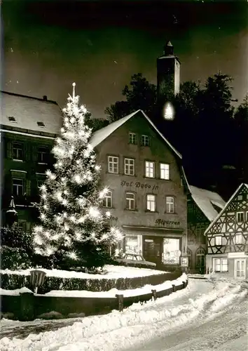 AK / Ansichtskarte  Bad_Berneck Ortszentrum zur Weihnachtszeit Christbaum Nachtaufnahme Bad_Berneck