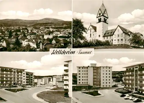 AK / Ansichtskarte  Kelkheim Stadtpanorama Kirche Wohnsiedlung Hochhaeuser Kelkheim