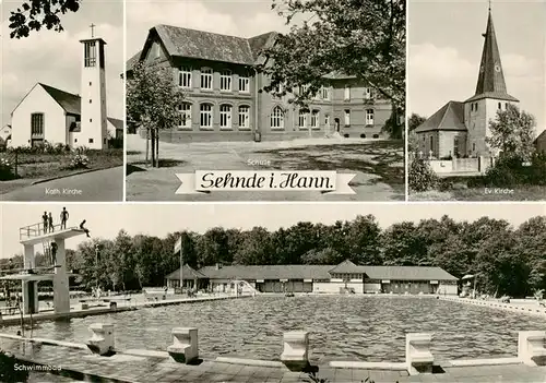 AK / Ansichtskarte  Sehnde Kirche Schule Freibad Schwimmbad Sehnde