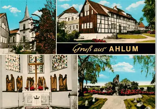 AK / Ansichtskarte 73878600 Ahlum__Wolfenbuettel_Niedersachsen Kirche Innenansicht Altar Ortszentrum Denkmal Verlagsstempel 