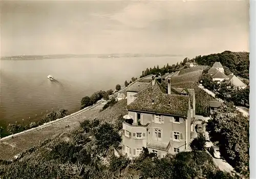 AK / Ansichtskarte  Meersburg_Bodensee Pension Landhaus Oedenstein Blick auf Insel Mainau Meersburg Bodensee