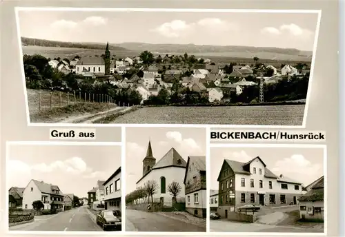 AK / Ansichtskarte  Bickenbach_Hunsrueck Panorama Dorfstrasse Kirche Gasthaus Gemischtwaren Bickenbach Hunsrueck