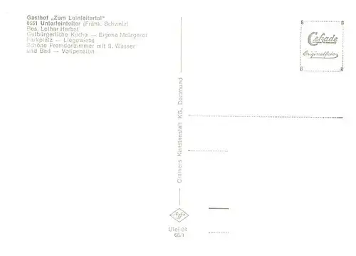 AK / Ansichtskarte  Unterleinleiter_Forchheim_Bayern Gasthof zum Leinleitertal Luftaufnahme Fraenkische Schweiz 