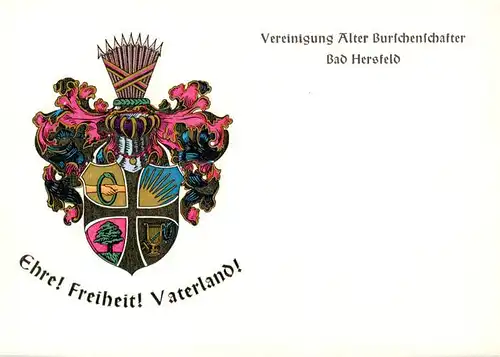 AK / Ansichtskarte 73878686 Bad_Hersfeld Vereinigung Alter Burschenschafter Wappen um 1820 Bad_Hersfeld