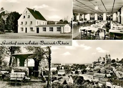 AK / Ansichtskarte 73878692 Breisach_Rhein Gasthof zum Anker Restaurant Stadtpanorama mit Muenster Breisach Rhein