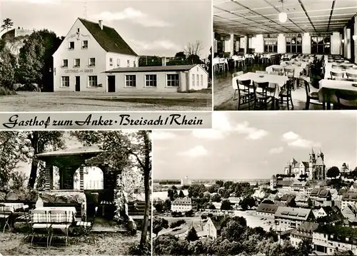 AK / Ansichtskarte 73878693 Breisach_Rhein Gasthof zum Anker Restaurant Stadtpanorama mit Muenster Breisach Rhein