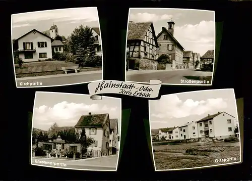 AK / Ansichtskarte  Hainstadt_Breuberg_Erbach_Odenwald_Hessen Motiv mit Kirche Strassenpartie Wohnhaeuser Ehrenmal 