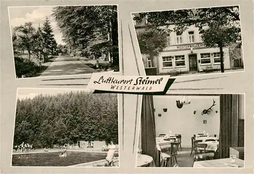 AK / Ansichtskarte 73878709 Steimel_Altenkirchen_Westerwald Hotel Pension Westerwaelder Hof Gastraum Freibad Steimel_Altenkirchen