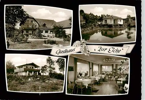 AK / Ansichtskarte 73878711 Schoenenberg_Bad_Driburg Gasthaus zur Eiche Pension Café Bungalow Teich 
