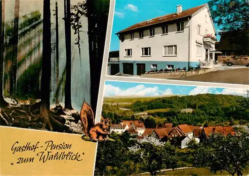 AK / Ansichtskarte 73878731 Trauzenbach_Grosserlach Gasthof Pension zum Waldblick Ortsansicht Eichhoernchen 