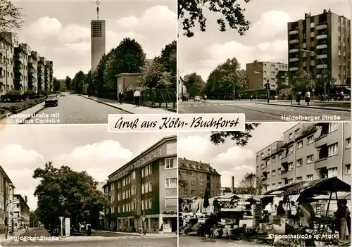 AK / Ansichtskarte  Buchforst_Koeln Cusanusstrasse St. Petrus Canisius Kirche Heidelberger Strasse Waldecker Strasse Klaprothstrasse Markt Buchforst_Koeln