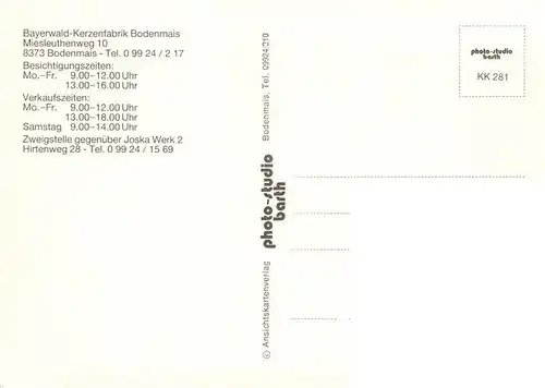 AK / Ansichtskarte 73878753 Bodenmais Bayerwald Kerzenfabrik Details Bodenmais
