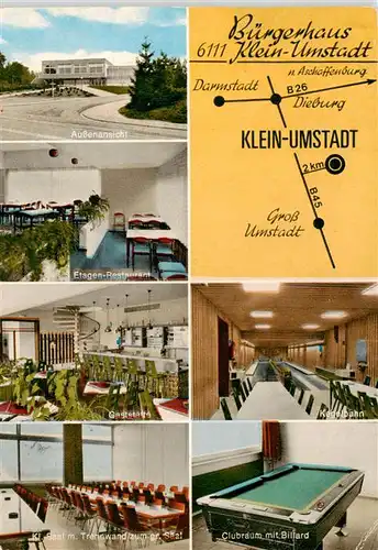 AK / Ansichtskarte 73878757 Klein-Umstadt_Gross-Umstadt Buergerhaus Aussenansicht Etagen Restaurant Gaststaette Kegelbahn 