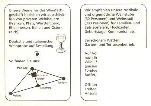 AK / Ansichtskarte  Hebrontshausen Weinstube Huber Gastraeume Hebrontshausen